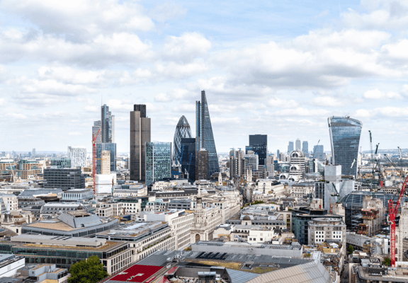 London city skyline on a cloudy day