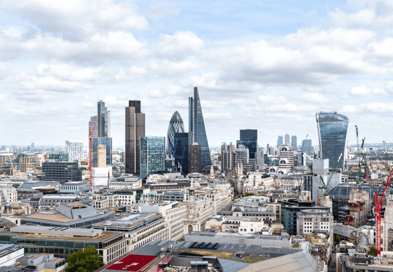 London city skyline on a cloudy day