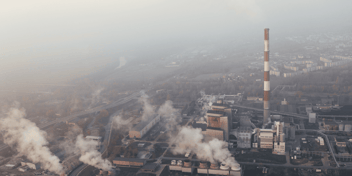 city from birdseye view with pollution