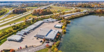 birdseye view of industrial outdoor storage facility