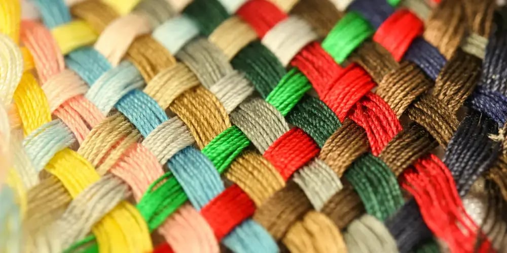  cross weave of colourful fabric wool 